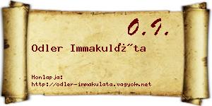 Odler Immakuláta névjegykártya